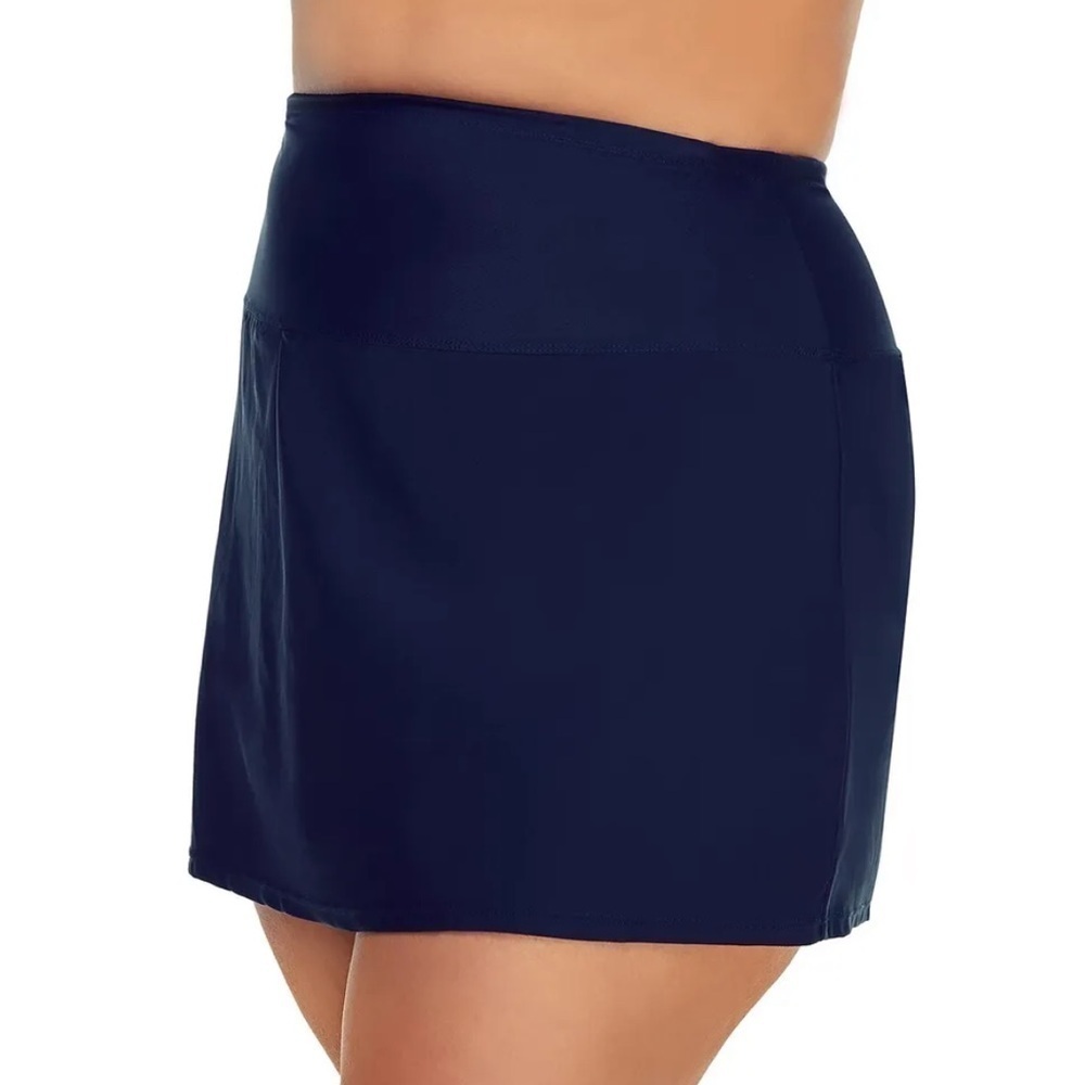 Island Escape Women's Plus Size Tummy Control Swim Skirt Navy